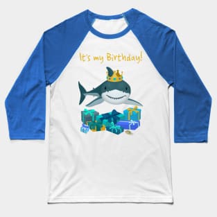 Birthday shark in a crown with presents Baseball T-Shirt